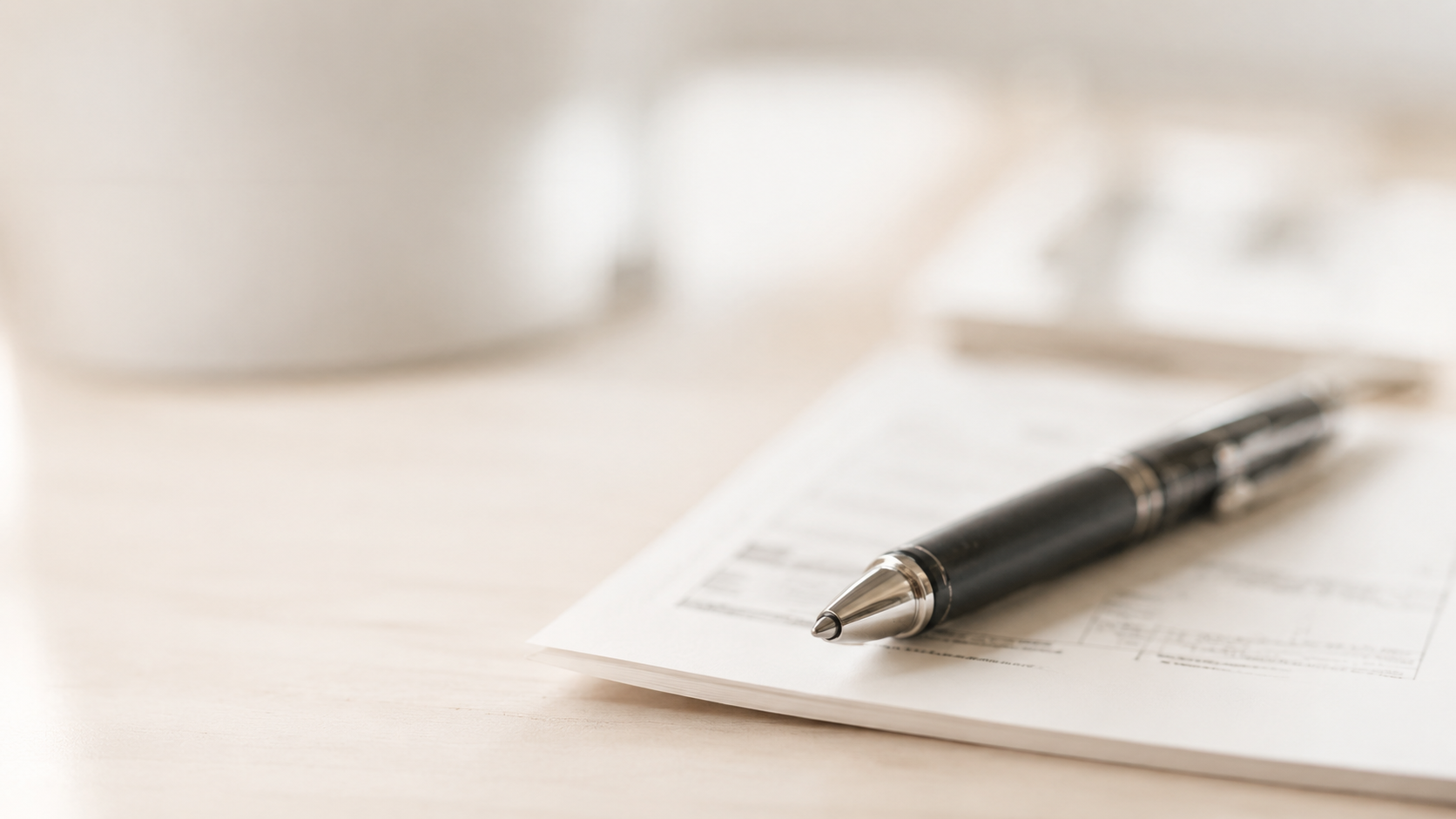 Stift und Dokument als Beispiel fuer Beratung und Empfehlungen