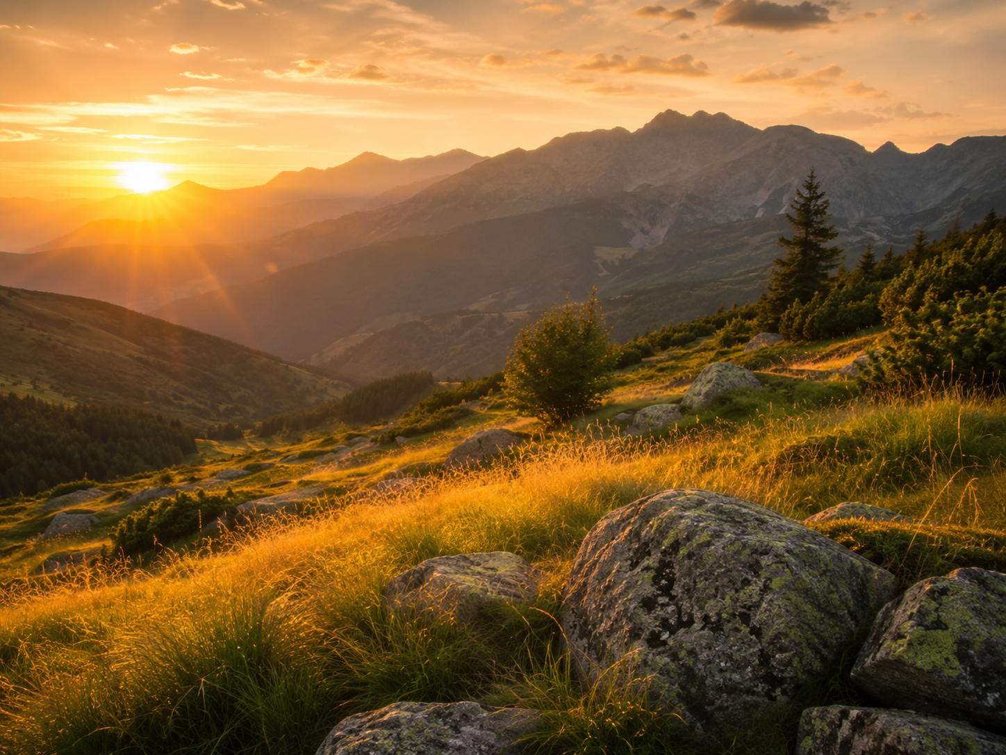 Sonnenaufgang über einer Berglandschaft